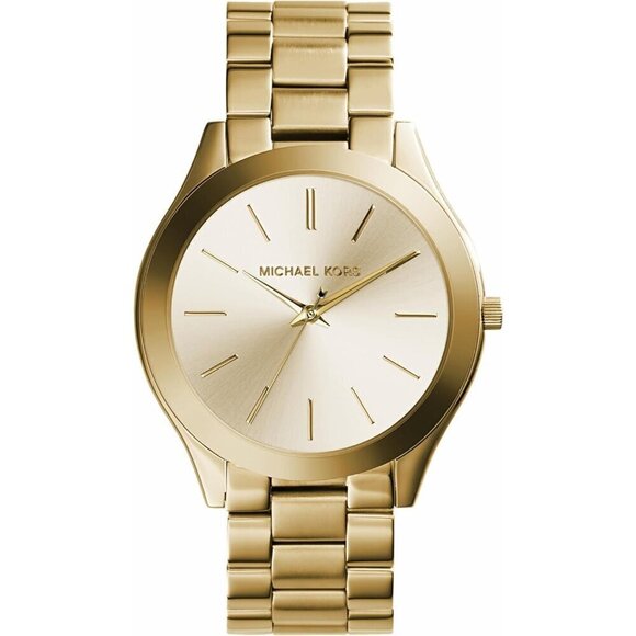 Women Gold Slim Runway Women's Watch, Stainless Steel Bracelet Watch - Picture 1 of 6